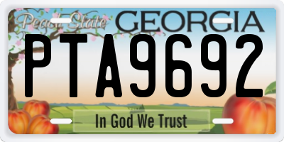GA license plate PTA9692