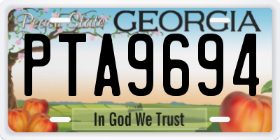 GA license plate PTA9694