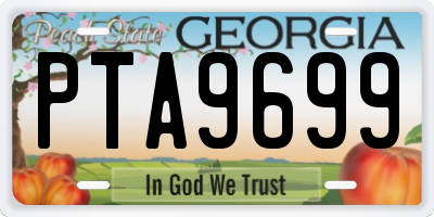 GA license plate PTA9699
