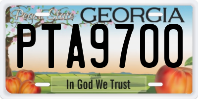 GA license plate PTA9700
