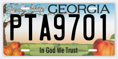 GA license plate PTA9701
