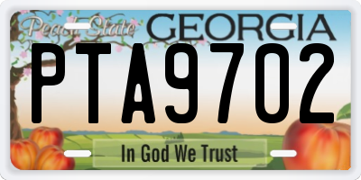 GA license plate PTA9702