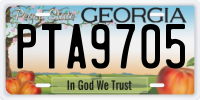 GA license plate PTA9705