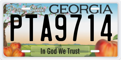 GA license plate PTA9714