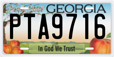 GA license plate PTA9716