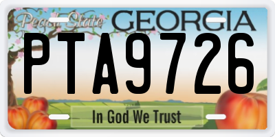 GA license plate PTA9726