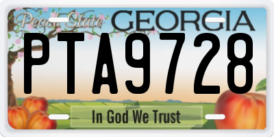 GA license plate PTA9728