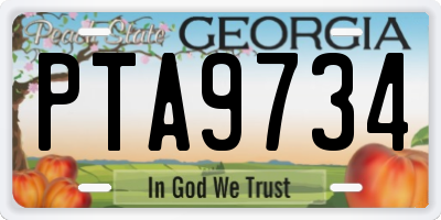 GA license plate PTA9734