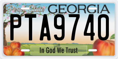 GA license plate PTA9740