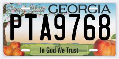 GA license plate PTA9768