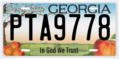 GA license plate PTA9778