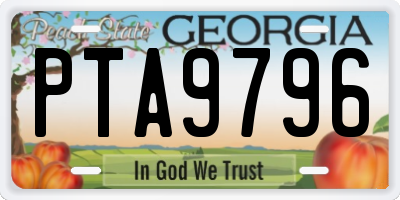 GA license plate PTA9796