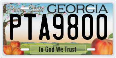 GA license plate PTA9800