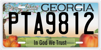GA license plate PTA9812