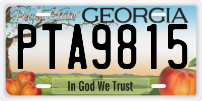 GA license plate PTA9815
