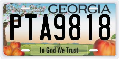 GA license plate PTA9818