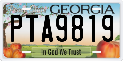 GA license plate PTA9819