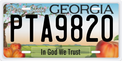 GA license plate PTA9820