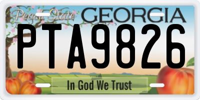 GA license plate PTA9826