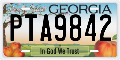GA license plate PTA9842