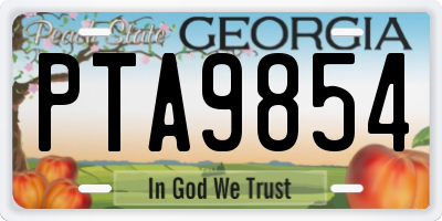 GA license plate PTA9854