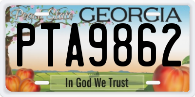 GA license plate PTA9862