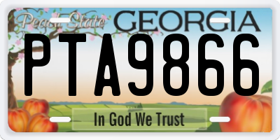 GA license plate PTA9866