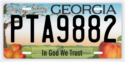 GA license plate PTA9882