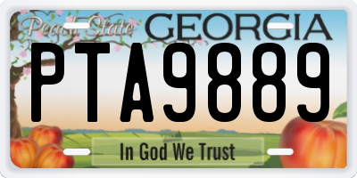 GA license plate PTA9889