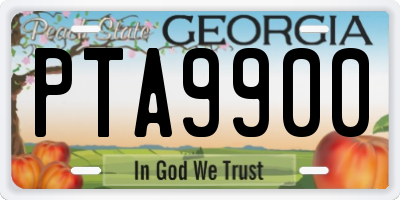 GA license plate PTA9900