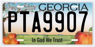GA license plate PTA9907