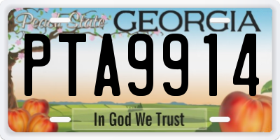 GA license plate PTA9914