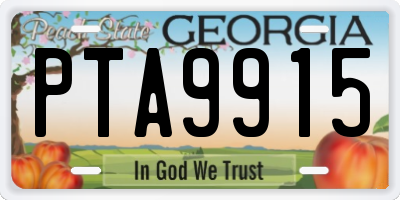 GA license plate PTA9915