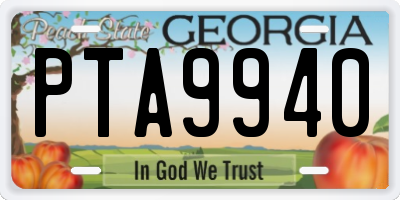 GA license plate PTA9940