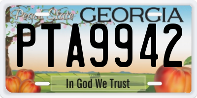 GA license plate PTA9942