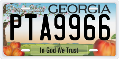 GA license plate PTA9966
