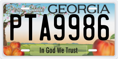 GA license plate PTA9986