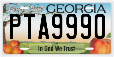 GA license plate PTA9990