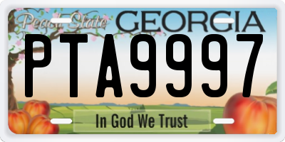 GA license plate PTA9997