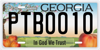 GA license plate PTB0010