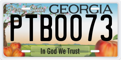 GA license plate PTB0073