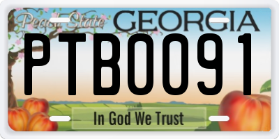 GA license plate PTB0091
