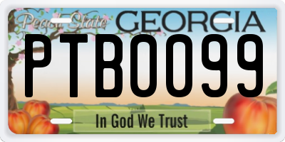 GA license plate PTB0099