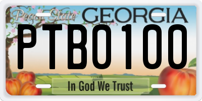 GA license plate PTB0100