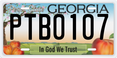 GA license plate PTB0107
