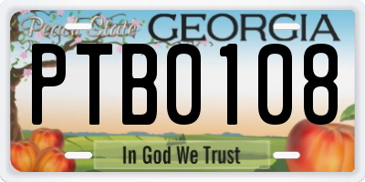 GA license plate PTB0108
