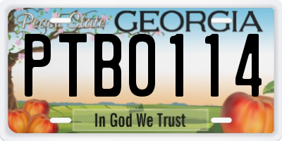 GA license plate PTB0114