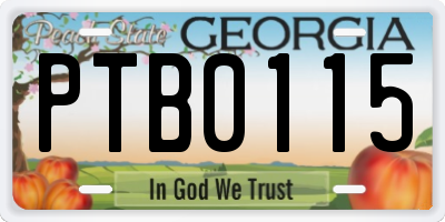 GA license plate PTB0115
