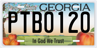 GA license plate PTB0120