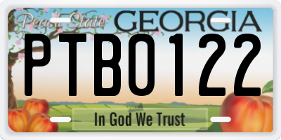 GA license plate PTB0122